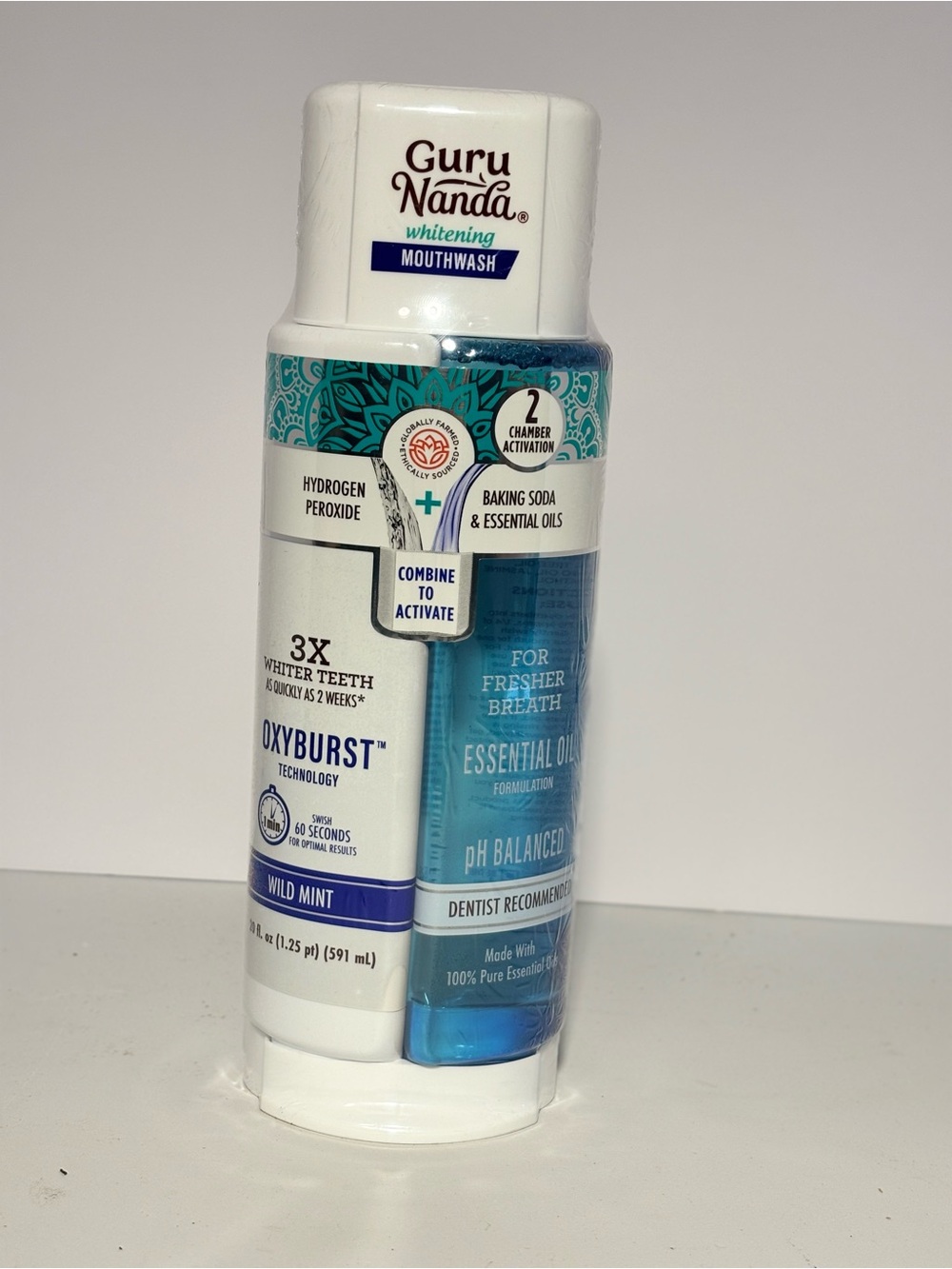 Guru Nanda Whitening Mouthwash - Wild Mint (Blue)-Brand new sealed bottle